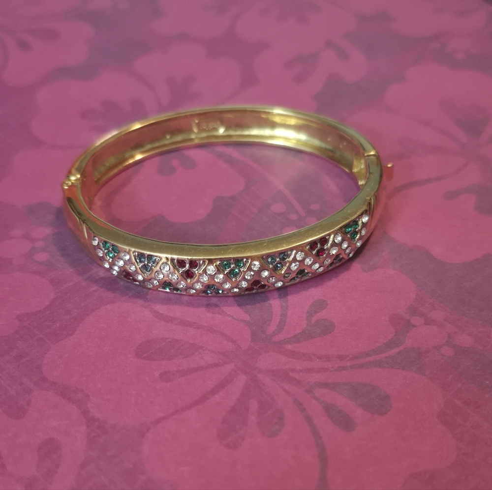 Signed Butler Rhinestone Hinged Genuine Austrailion Crystals 90s Vintage